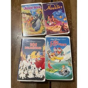 Disney Black Diamond VHS Lot Jungle Book Aladdin 101 Dalmatians Aladdin